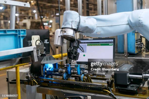 Machine conducts quality checks at the Sunter 1 Plant, an engine manufacturing facility operated by PT Toyota Motor Manufacturing Indonesia , a...