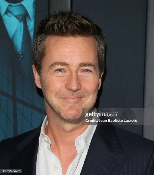 Edward Norton attends the Premiere of Warner Bros. Pictures' "Motherless Brooklyn" at Hollywood Post 43 on October 28, 2019 in Los Angeles,...