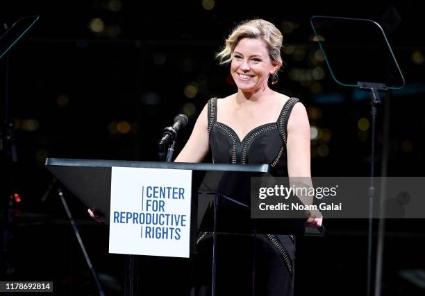 Elizabeth Banks speaks onstage at the Center For Reproductive Rights 2019 Gala at Jazz at Lincoln Center on October 28, 2019 in New York City.