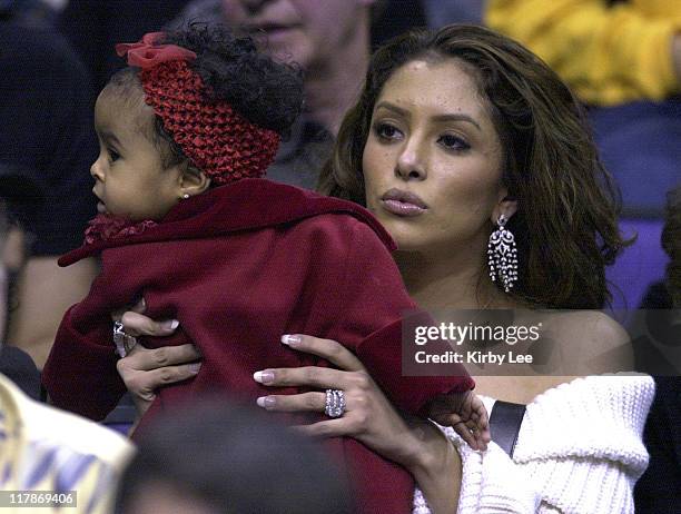 Vanessa Bryant, wife of Kobe Bryant, and daughter Natalia Diamante, at Los Angeles Lakers game against the Houston Rockets at the Staples Center.