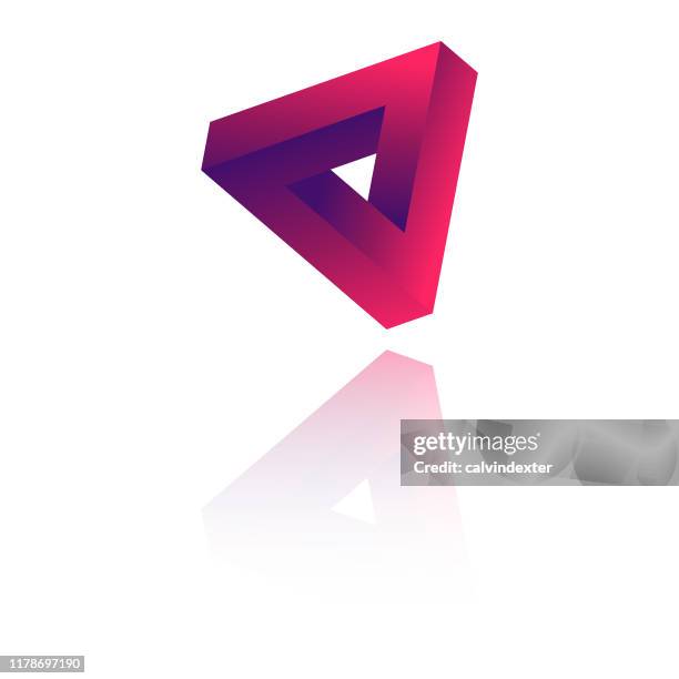 optical art and impossible geometry triangle design - impossible triangle stock illustrations
