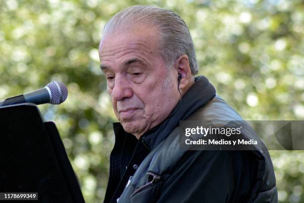 Oscar Chavez on stage during a show to commemorate the 1968 Tlatelolco Massacre at Centro Cultural Los Pinos on October 2, 2019 in Mexico City,...