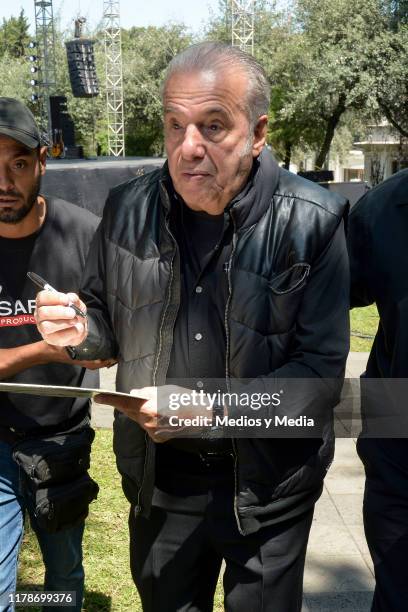 Oscar Chavez walks toward the exit after the show to commemorate the 1968 Tlatelolco Massacre at Centro Cultural Los Pinos on October 2, 2019 in...