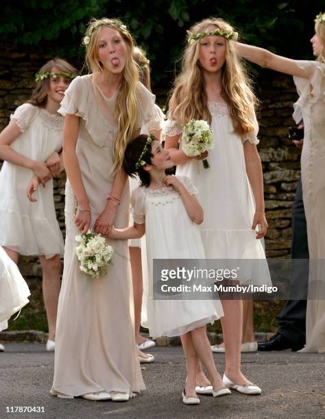 Bridesmaids at the wedding of Kate Moss and Jamie Hince at St. Peter's Church on July 1, 2011 in Abingdon, England.