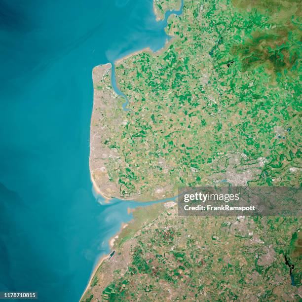 blackpool uk 3d renderen bovenaanzicht top view jun 2018 - blackpool-lancashire stockfoto's en -beelden