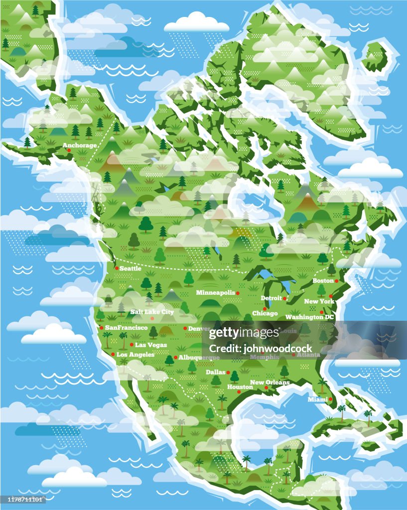 North America big map illustration