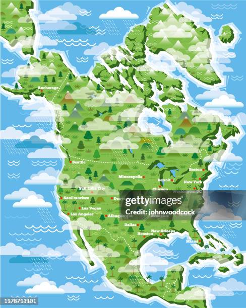 north america big map illustration - denver mountains stock illustrations