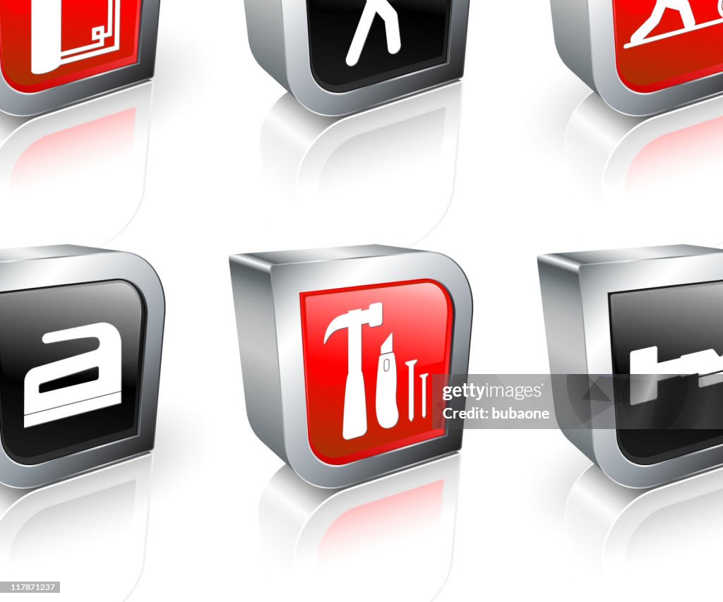 Carpenter 3D royalty free vector icon set