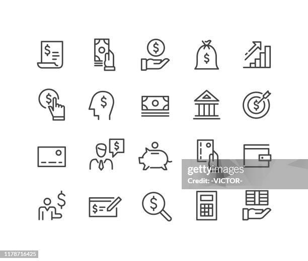 finance and money icons - classic line series - financial bill stock illustrations