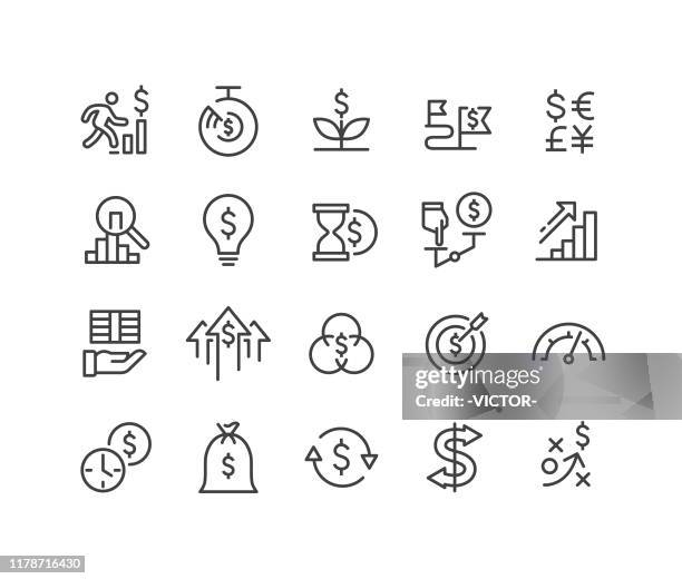 return on investment icons - classic line series - bottom stock illustrations