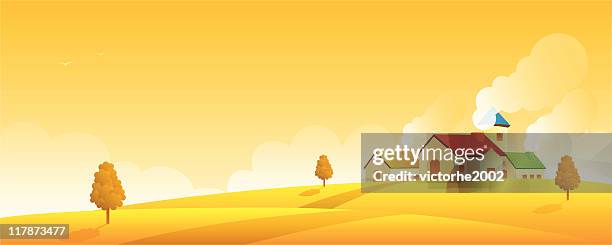 landscape - vast land - fall road stock illustrations
