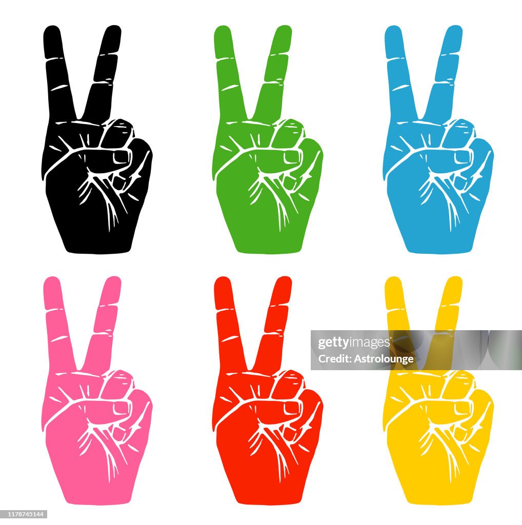 Multi Coloured Hand Peace Signs High-Res Vector Graphic - Getty Images