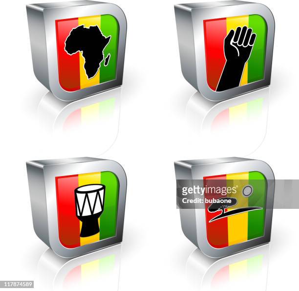 ilustraciones, imágenes clip art, dibujos animados e iconos de stock de áfrica 3d vector conjunto de iconos libres de derechos - black power