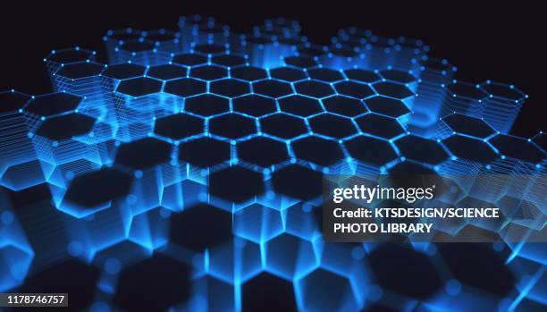 network, conceptual illustration - hexagon stockfoto's en -beelden