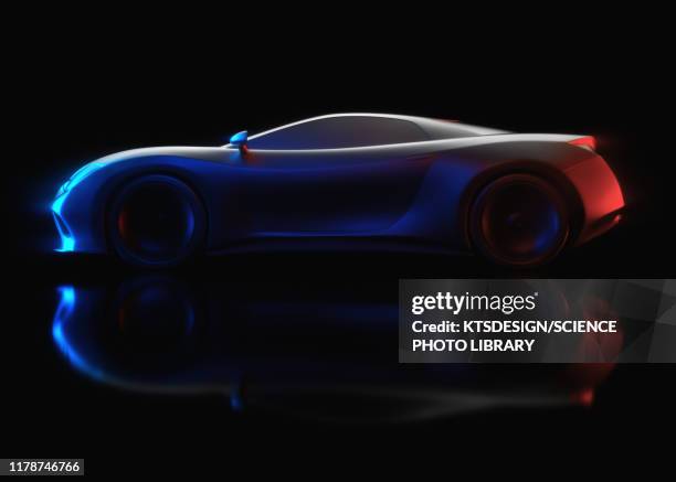 aerodynamic sports car, illustration - futuristic car stock-fotos und bilder