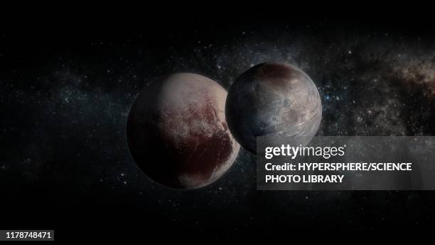 pluto and charon, illustration - kuiper belt stock illustrations