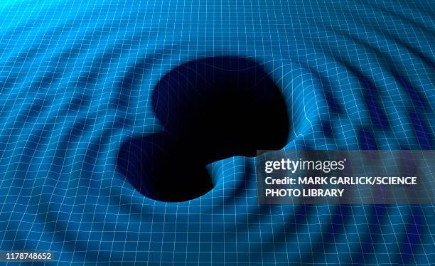 gravitational waves from black holes, illustration - black hole stock illustrations
