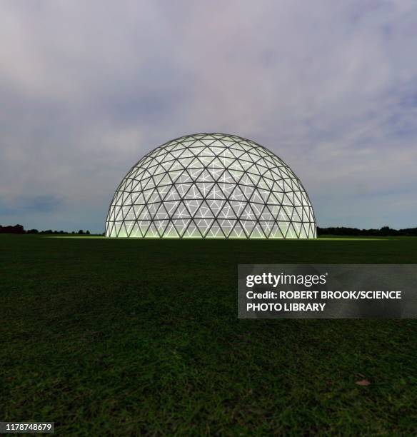 geodesic dome, illustration - abóboda geodésica imagens e fotografias de stock