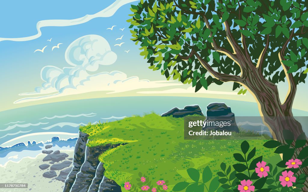Paisaje De La Costa Paisaje Paysage Estilo De Dibujos Animados Ilustración de stock - Getty Images Paisaje De La Costa Paisaje Paysage Estilo De Dibujos Animados Ilustración de stock - Getty Images
