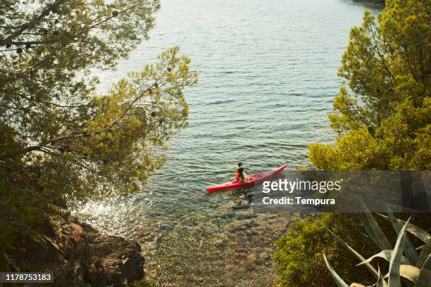 lifestyle kayak and vacations - cap de creus stock pictures, royalty-free photos & images