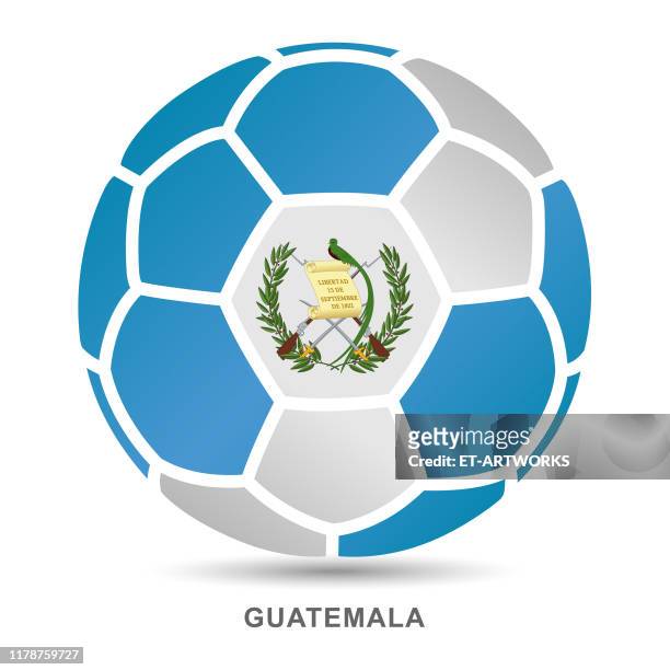 vector soccer ball with guatemalan national flag on white background - club football stock illustrations