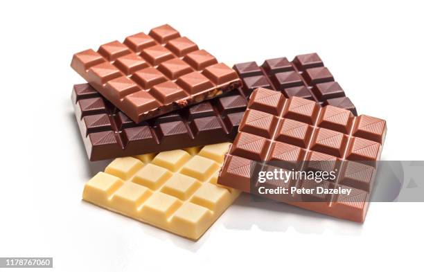 heap of chocolate bars - choclate photos et images de collection