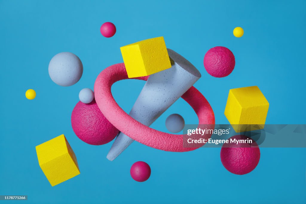 Background Many Objects Abstract Multicolored Objects On Blue Background High-Res Stock Photo ...
