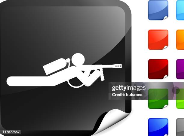 man with a gun icon on sticker - outdoor shooting range stock illustrations