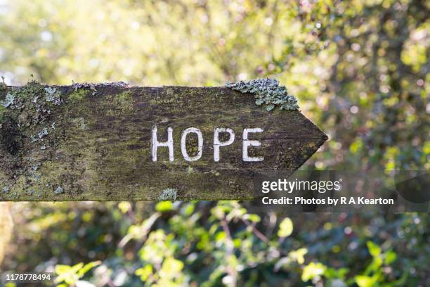 old signpost to hope, derbyshire, england - hope word stock pictures, royalty-free photos & images