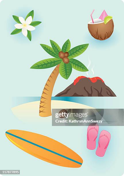hawaiian stuff - cocktail umbrella stock illustrations