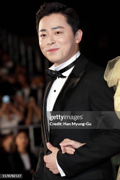 South Korean actor Cho Jung-Seok arrives at the opening ceremony of the 24th Busan International Film Festival on October 03, 2019 in Busan, South...