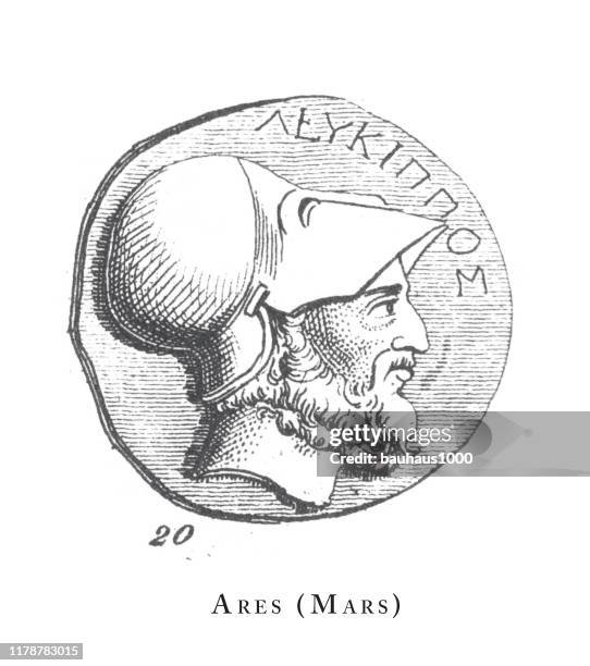illustrations, cliparts, dessins animés et icônes de ares (mars), legendary scenes and figures from greek and roman mythology engraving antique illustration, publié en 1851 - hercule personnage mythologique