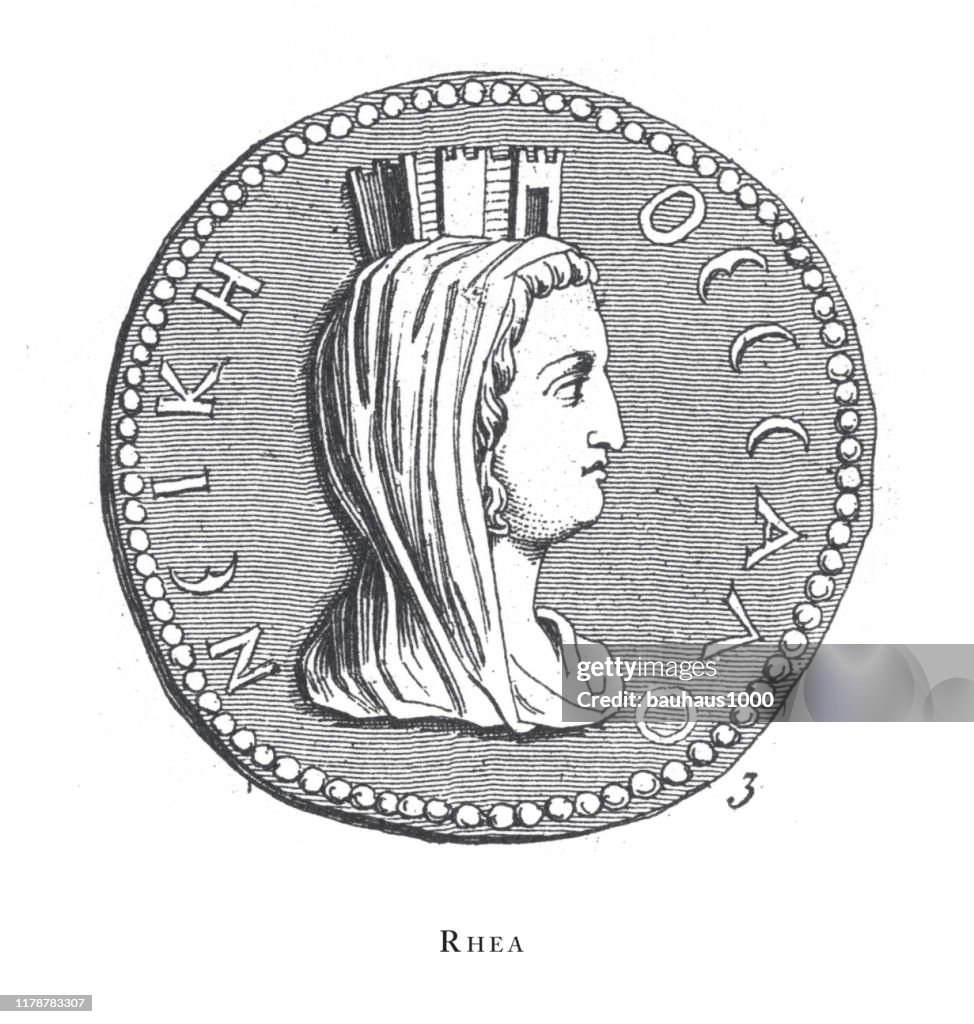 Rhea, Legendary Scenes and Figures from Greek and Roman Mythology Engraving Antique Illustration, Published 1851