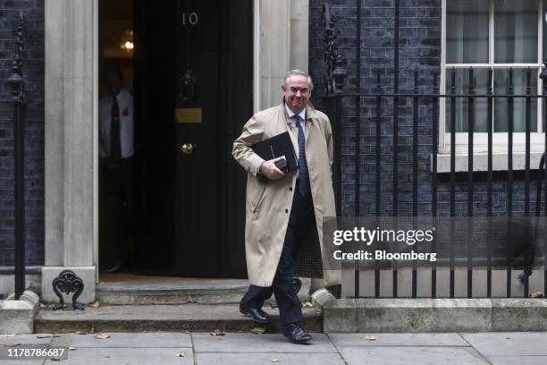 Geoffrey Cox, U.K. Attorney general, departs following a meeting of cabinet ministers in number 10 Downing Street in London, U.K., on Tuesday, Oct....