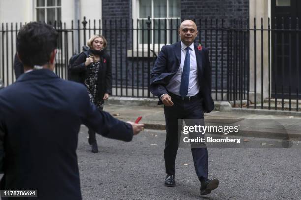 Sajid Javid, U.K. Chancellor of the exchequer, departs following a meeting of cabinet ministers in number 10 Downing Street in London, U.K., on...
