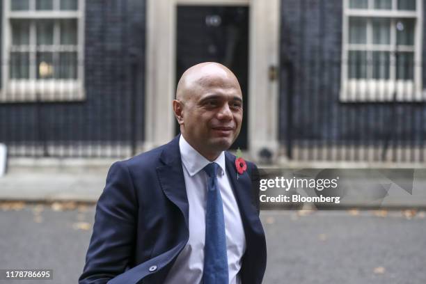 Sajid Javid, U.K. Chancellor of the exchequer, departs following a meeting of cabinet ministers in number 10 Downing Street in London, U.K., on...