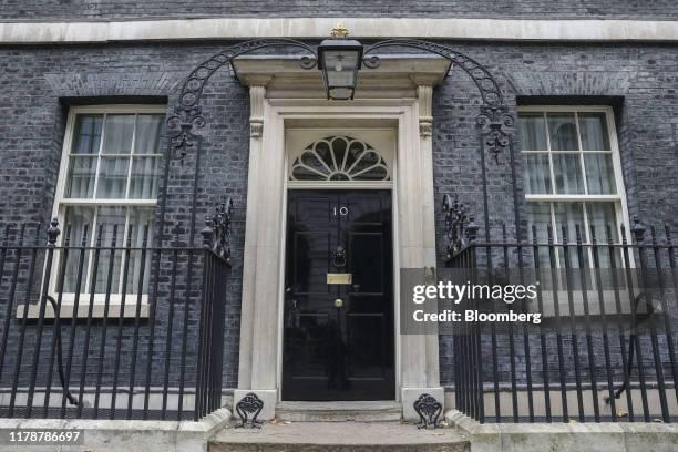 An archway frames the entrance to number 10 Downing Street in London, U.K., on Tuesday, Oct. 29, 2019. U.K. Prime Minister Boris Johnson will try...