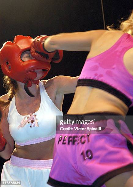 Boxing action during Perfect 10 Magazine Model Boxing at The Grand Olympic Auditorium in Los Angeles, California, United States.