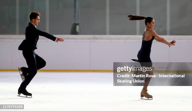 Elizaveta Khudaiberdieva and Andrey Filatov of Russia perform during the Junior Ice Dance Rhythm Dance during the ISU Junior Grand Prix of Figure...