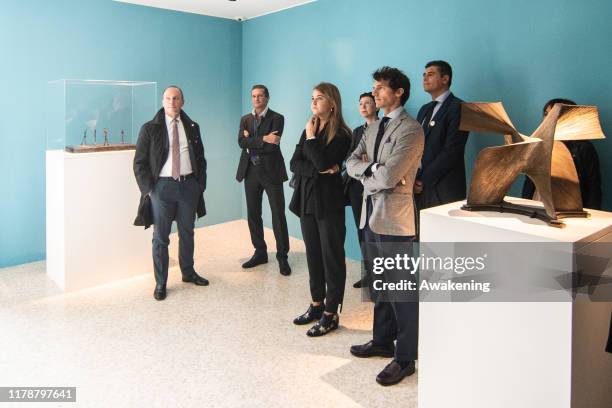 Giuseppe Lavazza, Vicepresident Lavazza Group and Riccardo Pozzoli, influencer visit Peggy Guggenheim Museum on October 03, 2019 in Venice, Italy.