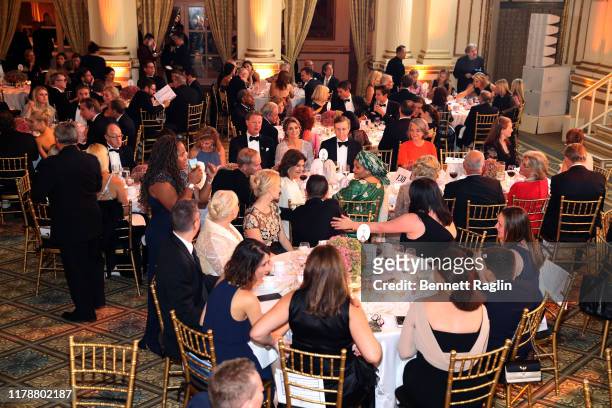 An overhead view of guest tables at the World Childhood Foundation USA's 20th Anniversary Thank You Gala 2019 at the Plaza on October 01, 2019 in New...