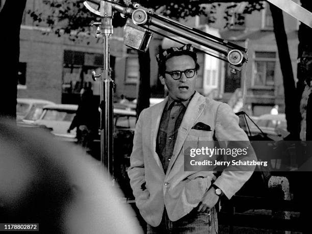 American film director, producer, and screenwriter Sidney Lumet talks on the set of his film 'The Pawnbroker,' New York, New York, October 2, 1963.