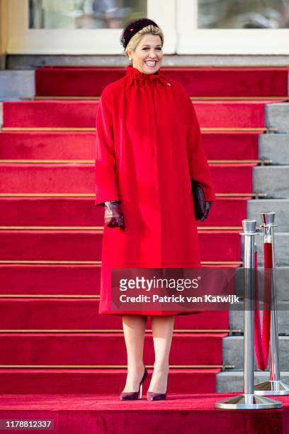 Queen Maxima of The Netherlands welcomes the President of Poland Andrzej Duda and his wife Agata Kornhauser-Duda during an official welcome ceremony...