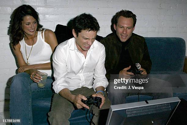 Ryan Haddon, Chris Kattan and Christian Slater during PlayStation 2 and Mark Wahlberg Host Celebrity Gaming Tournament for Charity - Inside at Club...