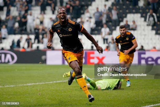 Willy Boly of Wolverhampton Wanderers celebrates after scoring his team's first goal during the UEFA Europa League group K match between Besiktas and...