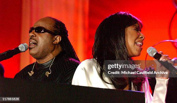 Stevie Wonder and Natalie Cole during Time To Give Gala Benefiting The Afghanistan World Foundation - Inside and Show at St. Regis Hotel in Los...