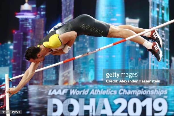 Kai Kazmirek of Germany completes in the Men's Decathlon Pole Vault during day seven of 17th IAAF World Athletics Championships Doha 2019 at Khalifa...