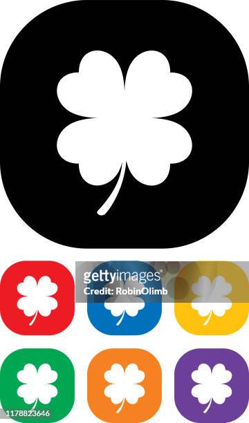 four leaf clover icon set - clover leaf shape stock illustrations