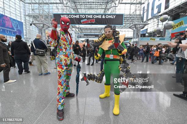 Cosplayers attend the New York Comic Con at Jacob K. Javits Convention Center on October 03, 2019 in New York City.