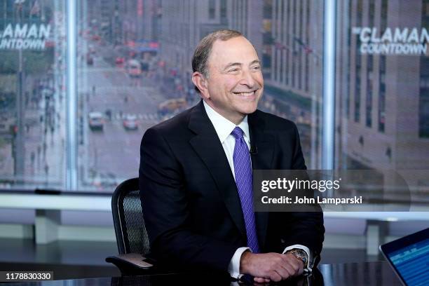 Commissioner Gary Bettman visits "The Claman Countdown" at Fox Business Network Studios on October 03, 2019 in New York City.